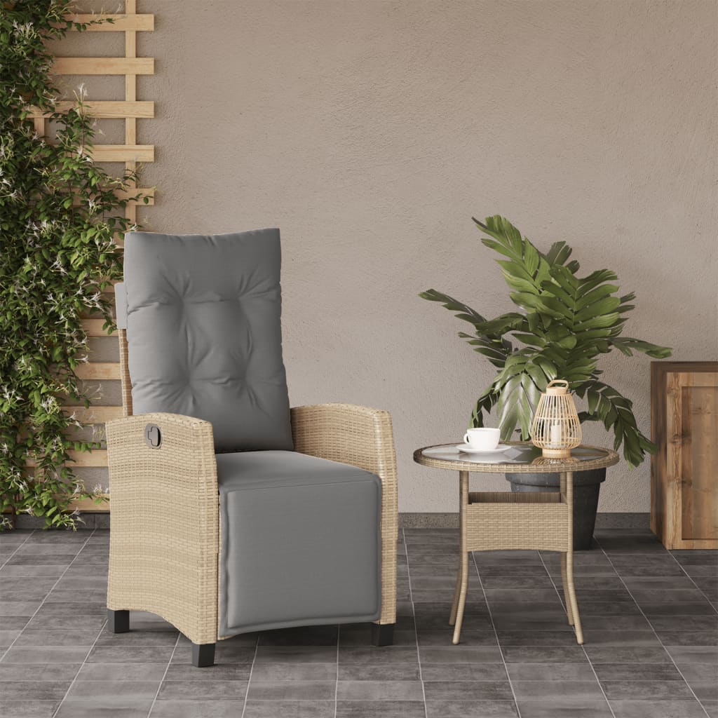 Sedia Reclinabile Giardino e Poggiapiedi Beige Misto Polyrattancod mxl 86964
