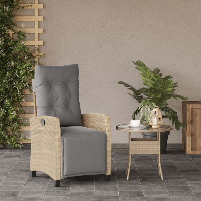 Sedia Reclinabile Giardino e Poggiapiedi Beige Misto Polyrattancod mxl 86964