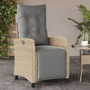 Sedia Reclinabile Giardino e Poggiapiedi Beige Misto Polyrattancod mxl 86964
