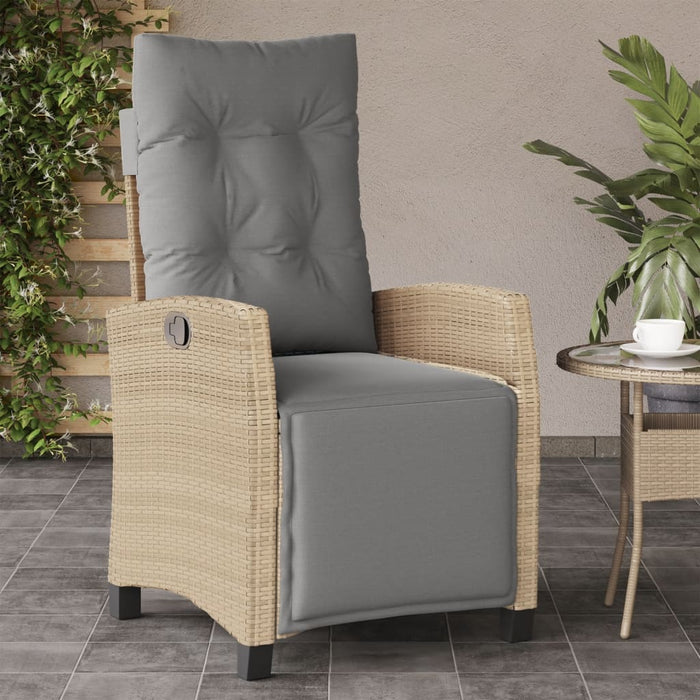 Sedia Reclinabile Giardino e Poggiapiedi Beige Misto Polyrattancod mxl 86964