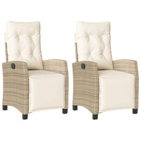 Sedie da Giardino Reclinabili 2 pz con Poggiapiedi Polyrattan