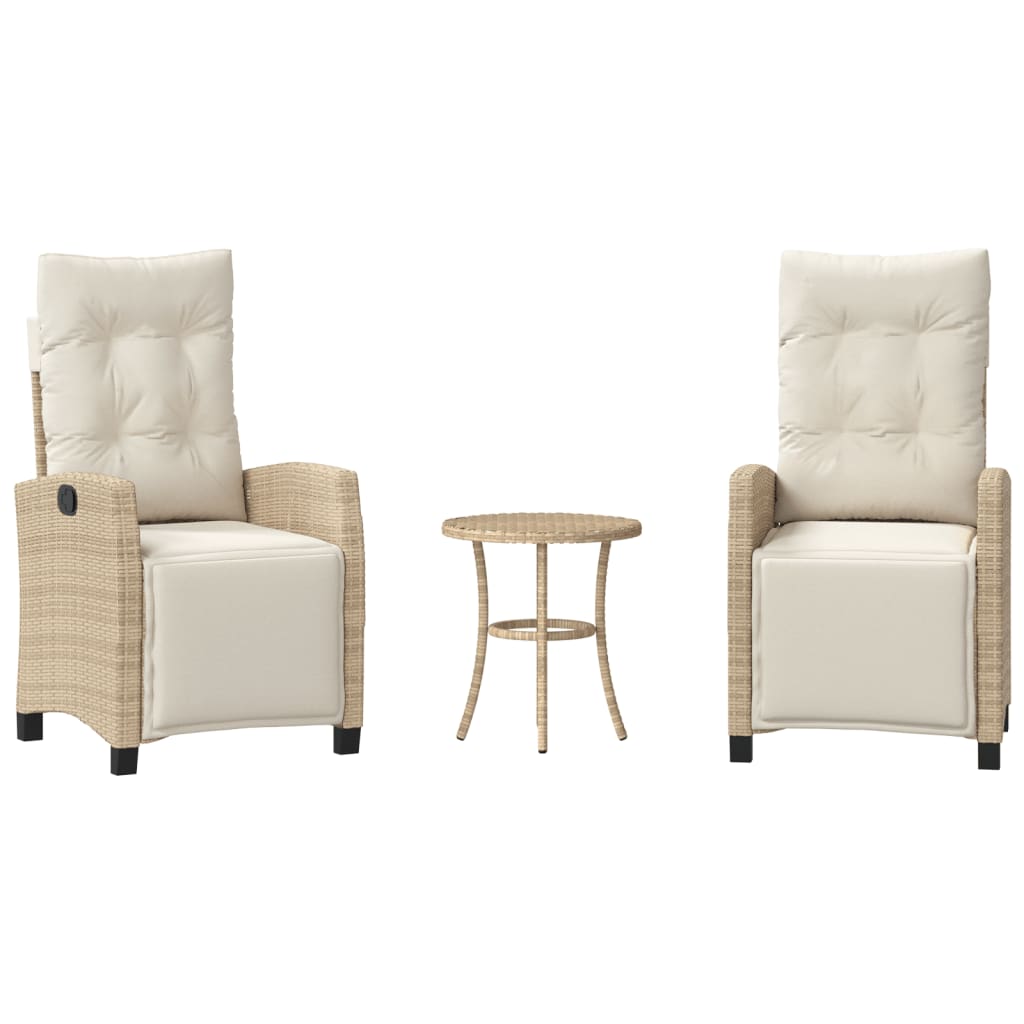 Set da Bistrò 3 pz con Cuscini Beige in Polyrattan 365252