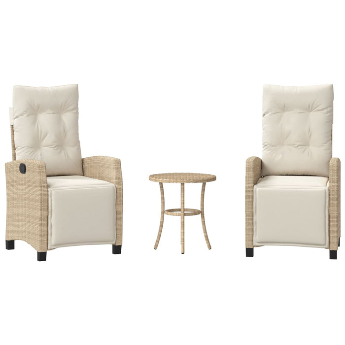Set da Bistrò 3 pz con Cuscini Beige in Polyrattan 365252
