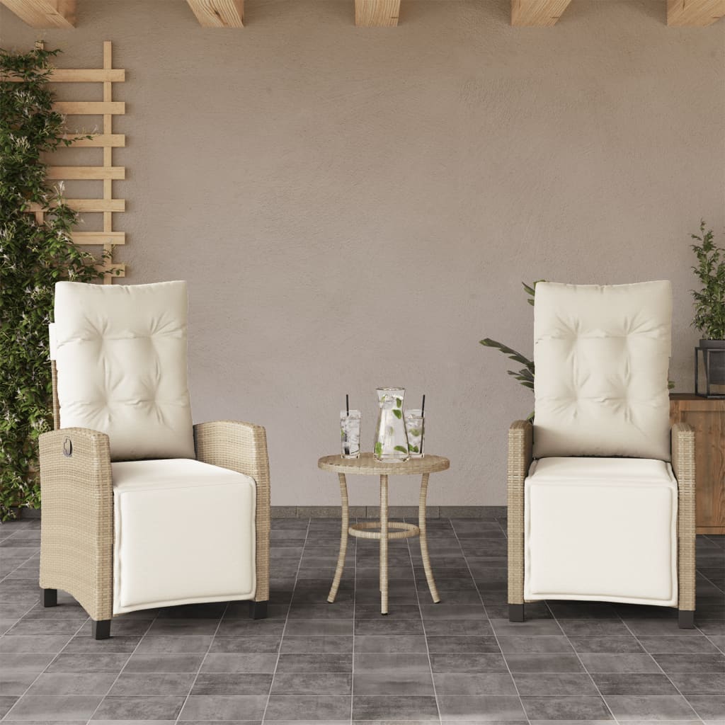 Set da Bistrò 3 pz con Cuscini Beige in Polyrattan 365252