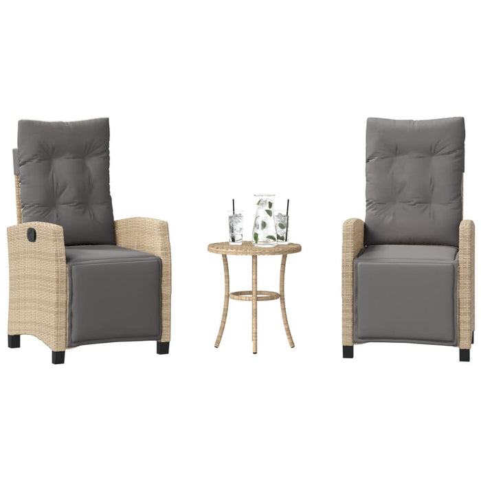 Set da Bistrò 3 pz con Cuscini Beige Misto in Polyrattan 365253