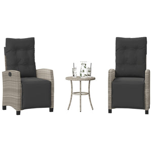 Set da Bistrò 3 pz con Cuscini Grigio Chiaro in Polyrattan 365254