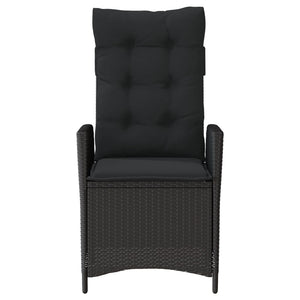 Sedia Reclinabile da Giardino con Cuscini Nera in Polyrattan