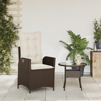 Sedia Reclinabile da Giardino con Cuscini Marrone in Polyrattan 365258