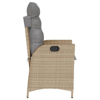 vidaXL Sedia Reclinabile Giardino con Cuscini Beige Misto Polyrattan