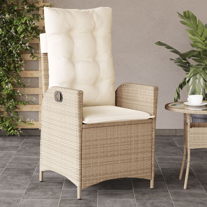 vidaXL Sedie Reclinabili da Giardino 2pz con Cuscini Beige Polyrattan