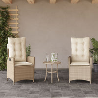 vidaXL Sedie Reclinabili da Giardino 2pz con Cuscini Beige Polyrattan