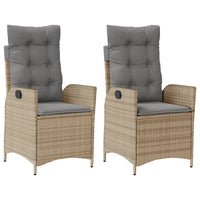 Sedie Reclinabili Giardino 2pz Cuscini Beige Misto Polyrattan 365269