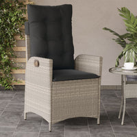 Sedie Reclinabili Giardino 2pz Cuscini Grigio Chiaro Polyrattan 365270