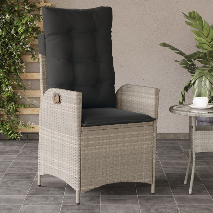 Sedie Reclinabili Giardino 2pz Cuscini Grigio Chiaro Polyrattan 365270