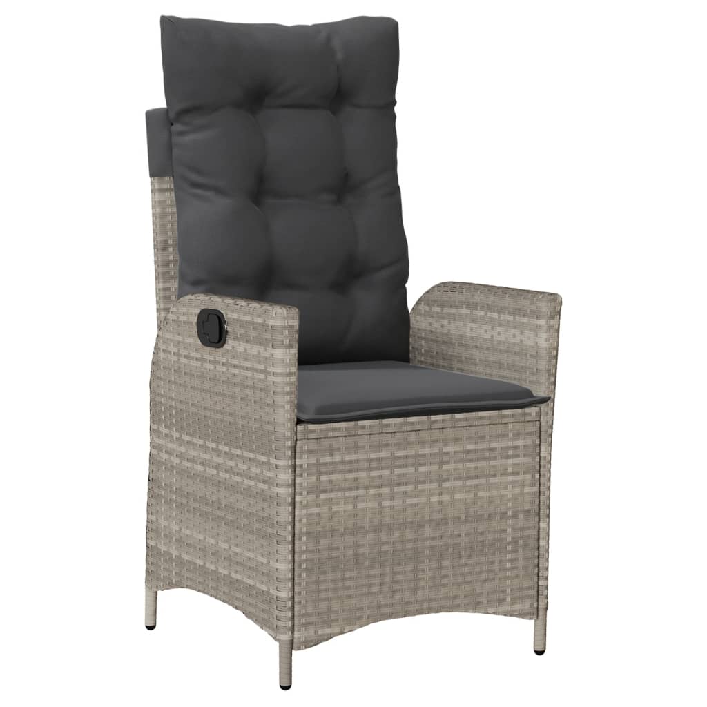 Sedie Reclinabili Giardino 2pz Cuscini Grigio Chiaro Polyrattan 365270
