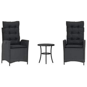 Set da Bistrò 3 pz con Cuscini Nero in Polyrattan 365273