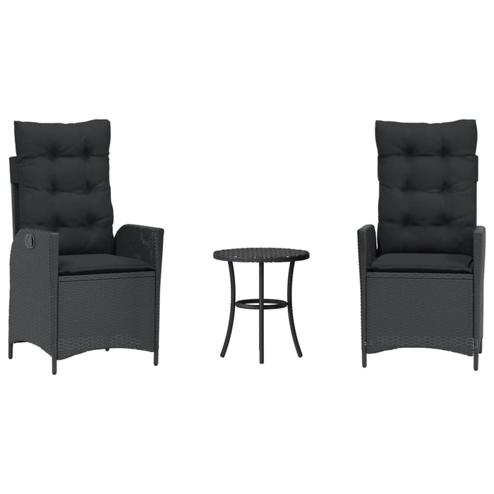 Set da Bistrò 3 pz con Cuscini Nero in Polyrattan 365273