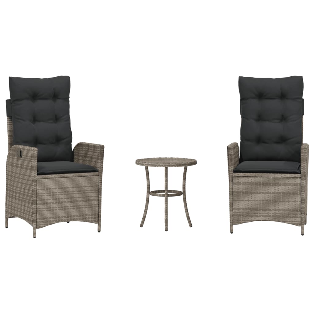 Set da Bistrò 3 pz con Cuscini Grigio in Polyrattan 365275