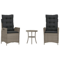 Set da Bistrò 3 pz con Cuscini Grigio in Polyrattan 365275