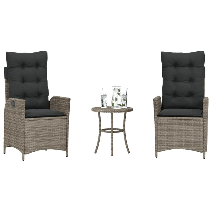 Set da Bistrò 3 pz con Cuscini Grigio in Polyrattan 365275