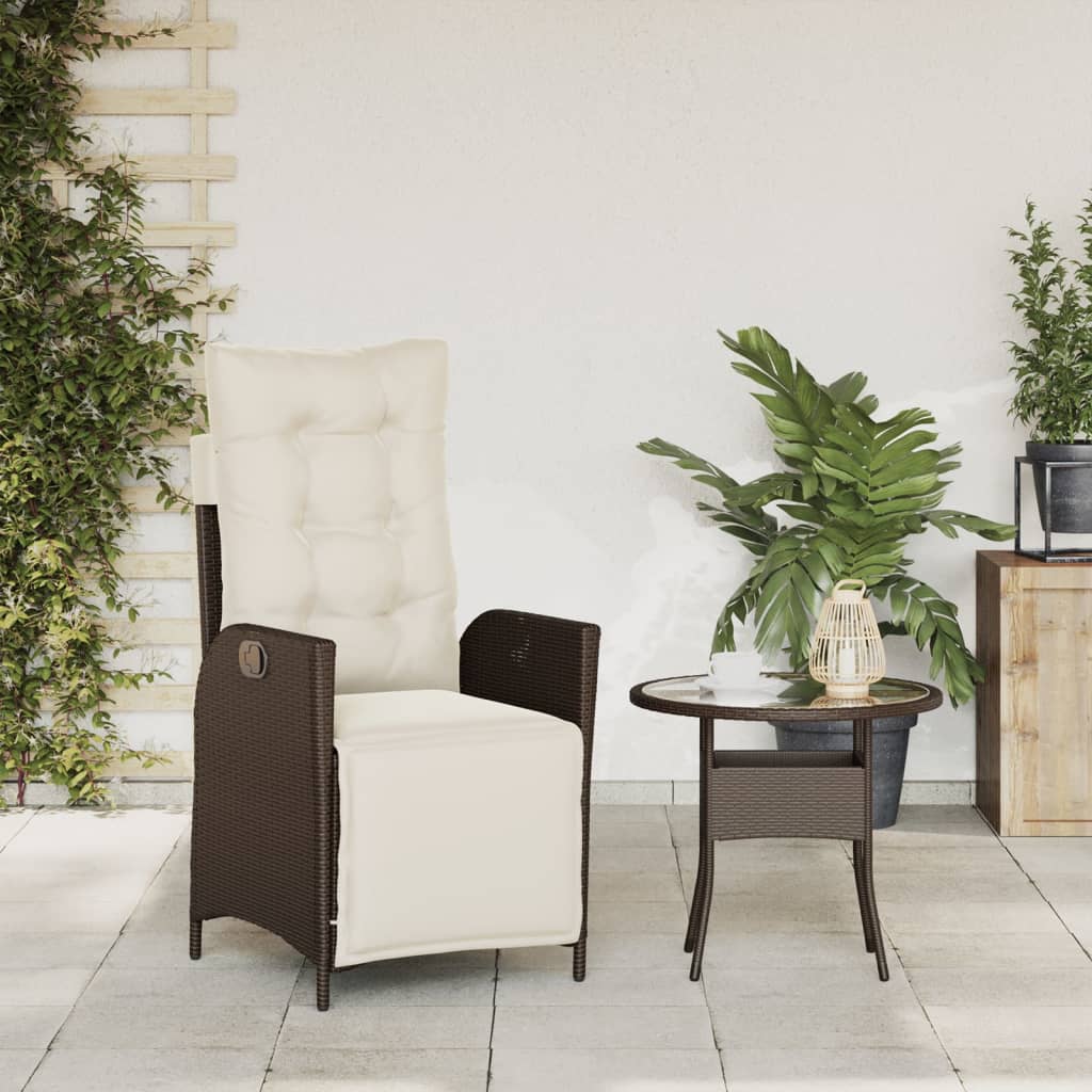 vidaXL Sedia Reclinabile Giardino con Poggiapiedi Marrone Polyrattan