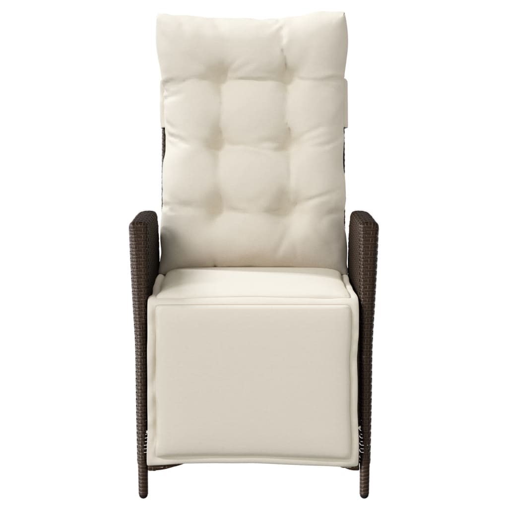 Sedia Reclinabile Giardino con Poggiapiedi Marrone Polyrattan 365282