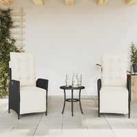 Set da Bistrò 3 pz con Cuscini Nero in Polyrattan 365296