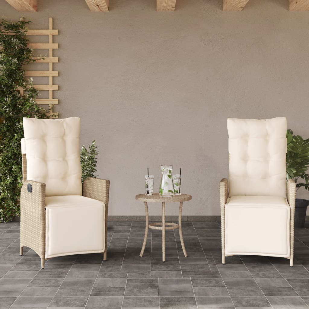 Set da Bistrò 3 pz con Cuscini Beige in Polyrattan 365300