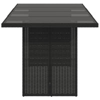 Tavolo da Giardino Piano in Vetro Nero 190x80x74 cm Polyrattan 365304