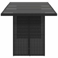Tavolo da Giardino Piano in Vetro Nero 190x80x74 cm Polyrattan 365304
