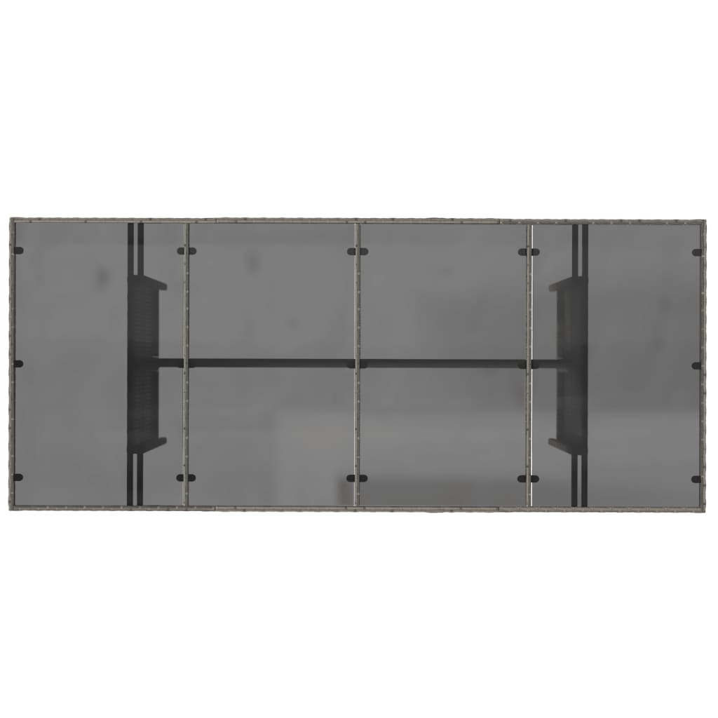Tavolo da Giardino Piano in Vetro Grigio 190x80x74cm Polyrattan 365306