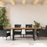 Tavolo Giardino Piano Legno Acacia Nero 190x80x74cm Polyrattan 365309