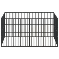 Box per Cani 8 Pannelli Nero Acciaio Zincato 3209553