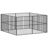 Box per Cani 8 Pannelli Nero Acciaio Zincato