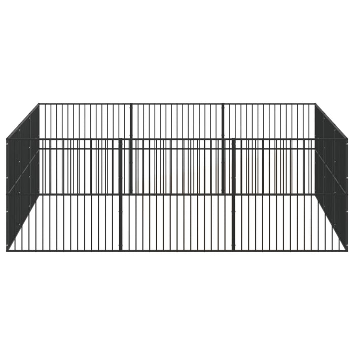 Box per Cani 12 Pannelli Nero Acciaio Zincato 3209554