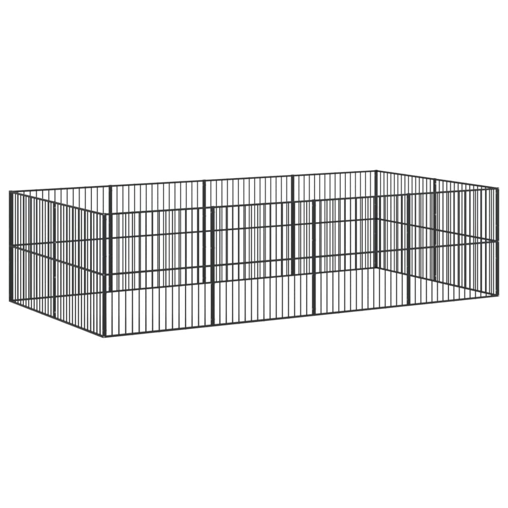 Box per Cani 12 Pannelli Nero Acciaio Zincato 3209554