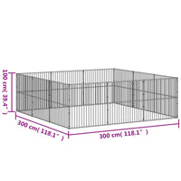 Box per Cani 12 Pannelli Nero Acciaio Zincato 3209554