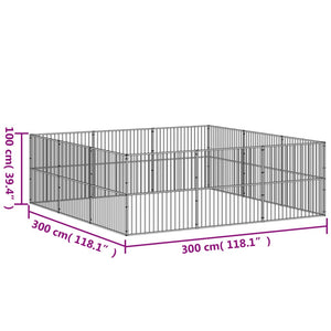 Box per Cani 12 Pannelli Nero Acciaio Zincato 3209554