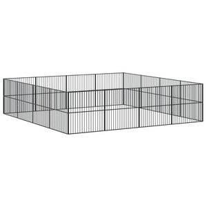 Parco per cani 16 pannelli in acciaio zincato nero 02_0043609