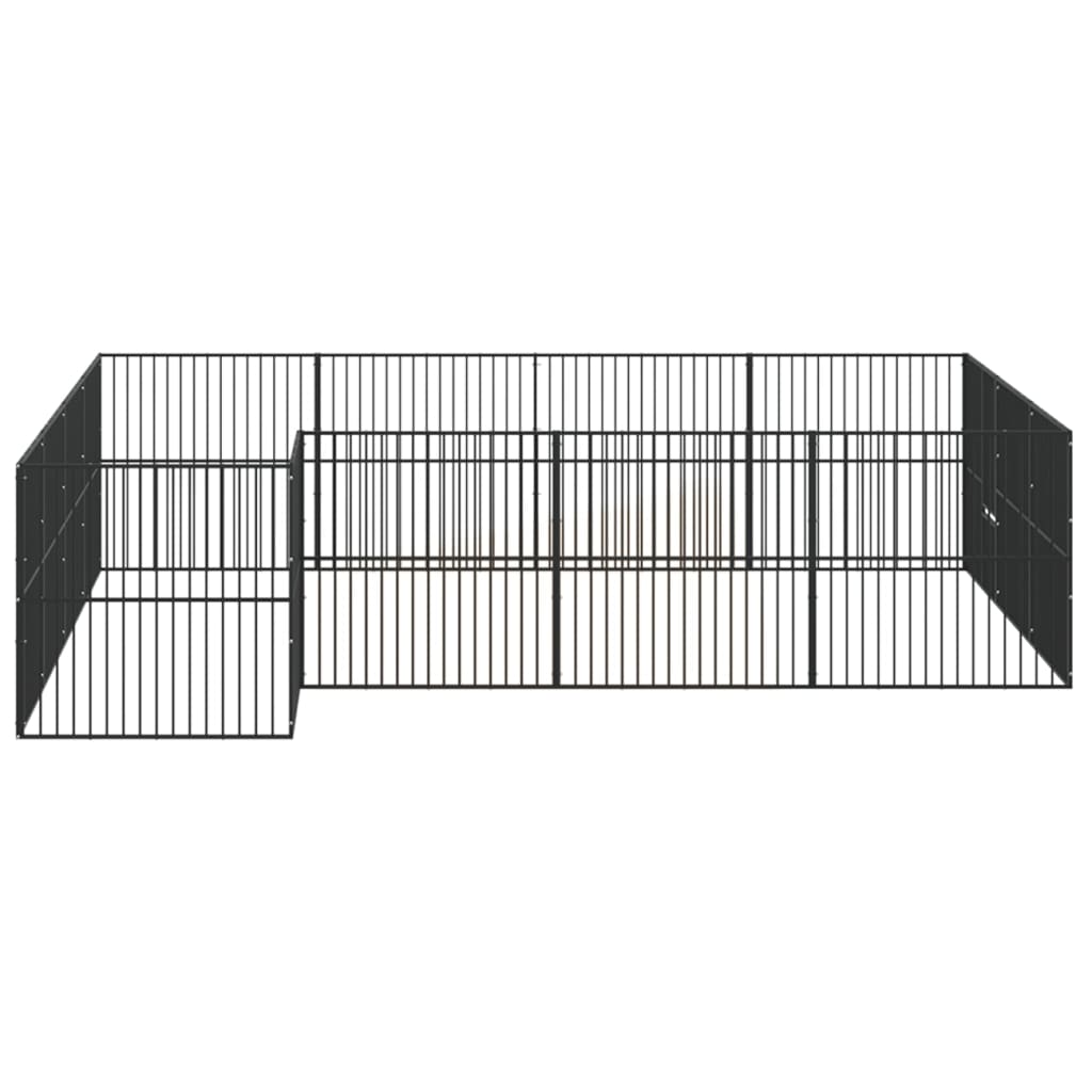 Box per Cani 16 Pannelli Nero Acciaio Zincato 3209559