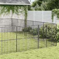 Box per Cani 20 Pannelli Nero Acciaio Zincatocod mxl 87584