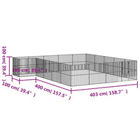 Parco per cani 20 pannelli in acciaio zincato nero 02_0043614