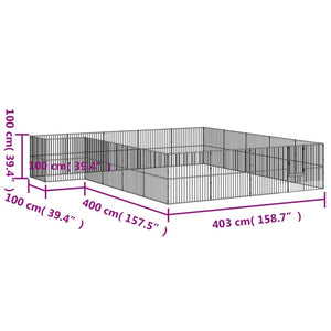 Parco per cani 20 pannelli in acciaio zincato nero 02_0043614