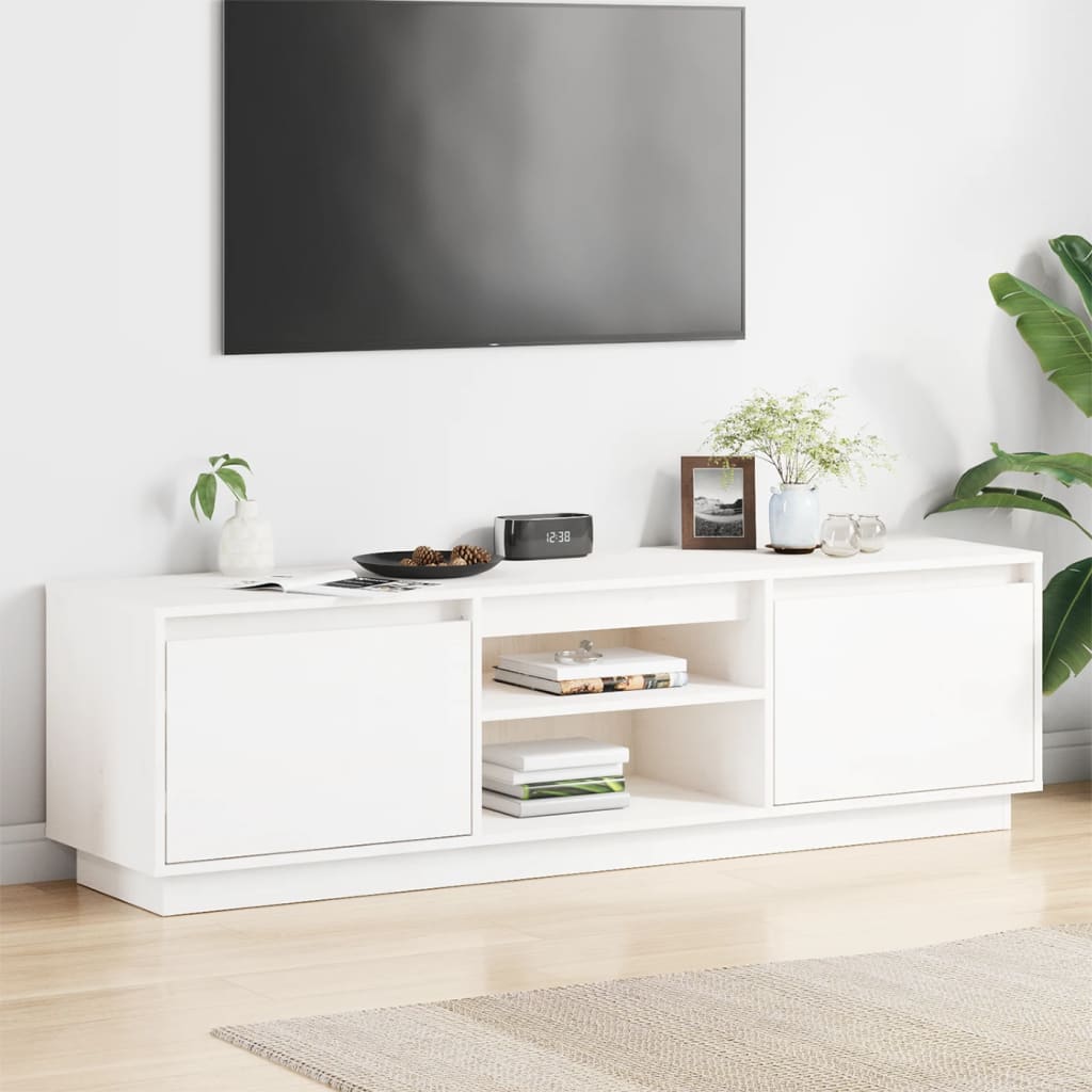 Mobile Porta TV-Mobile per TV-Credenza TV Bianco 140x35x40 cm in Legno Massello di Pino