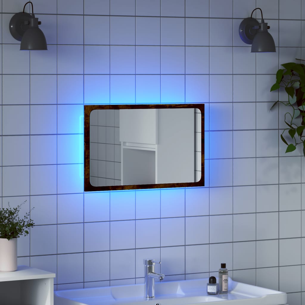 Specchio da Bagno LED Rovere Sonoma 60x8,5x38 cm in Truciolato 834927