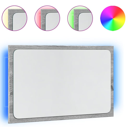 Specchio da Bagno con LED-Specchio per Bagno Grigio Sonoma 60x8,5x38 cm Truciolato