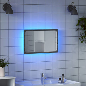 vidaXL Specchio da Bagno con LED Grigio Sonoma 60x8,5x38 cm Truciolato