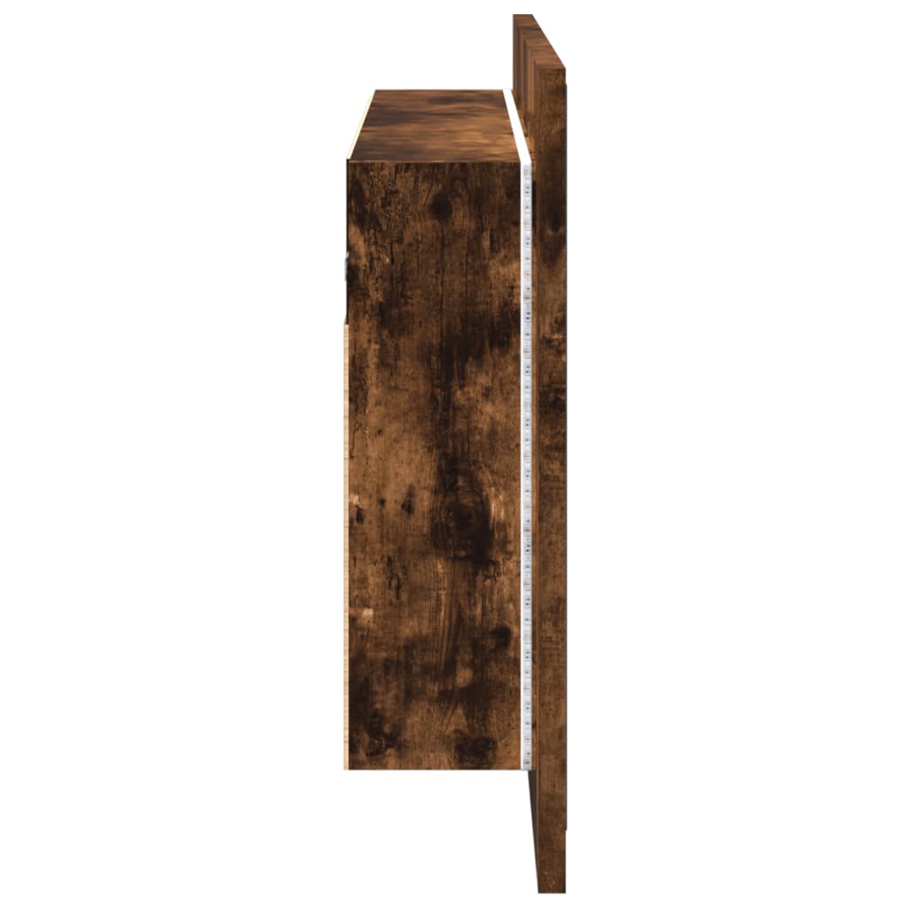 Armadietto a Specchio con LED-Mobile con specchio Rovere Fumo 80x12x45cm Acrilico