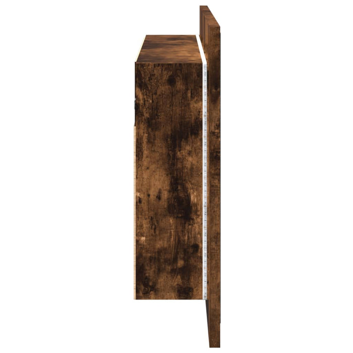 Armadietto a Specchio con LED Rovere Fumo 80x12x45cm Acrilico 834951