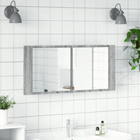 Armadietto Specchio con LED da Bagno-Mobile bagno con specchio Grigio Sonoma 100x12x45 cm